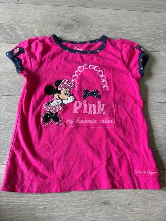 Disney Other - Disney Minnie Mouse Hot Pink Short Sleeve Tee with Navy Trim